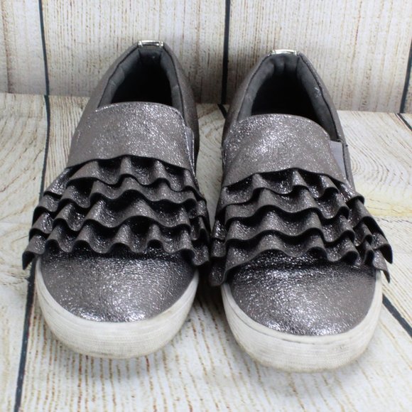 KENNETH COLE Kam Ruffle Pewter Slip-on Shoes Sz 2 - Picture 5 of 9